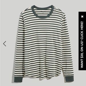 Ribbed Long-Sleeve Relaxed Tee in Stripe